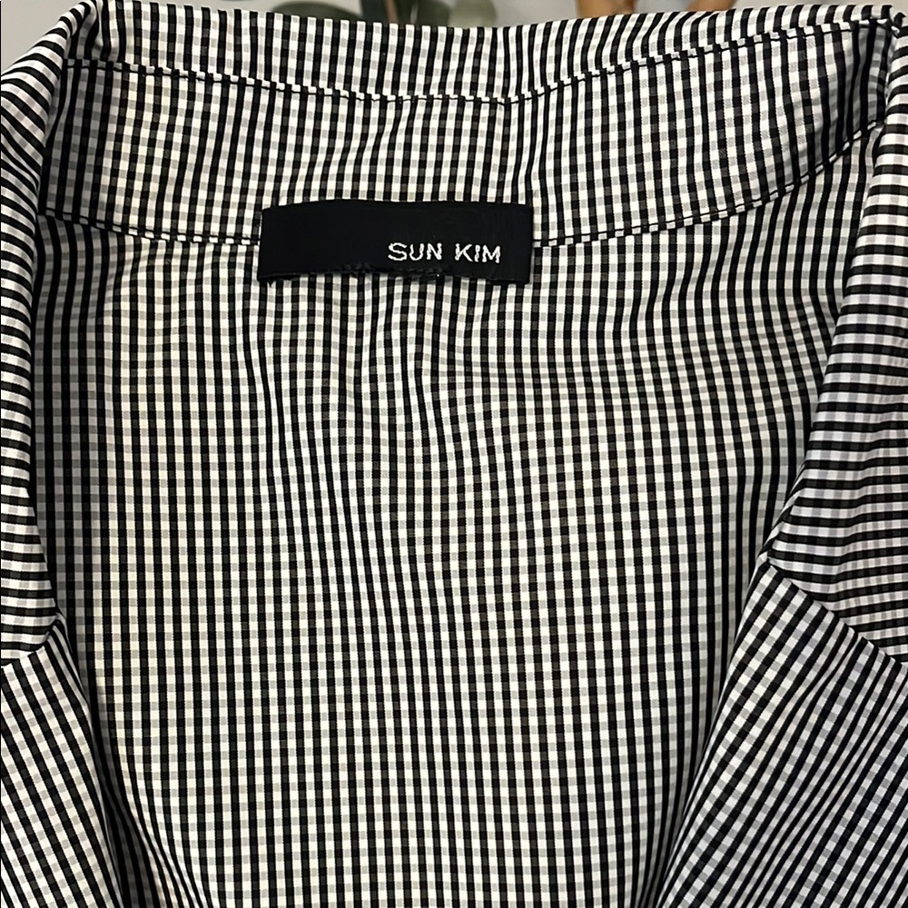 Sun Kim Black and White Checkered Shirt